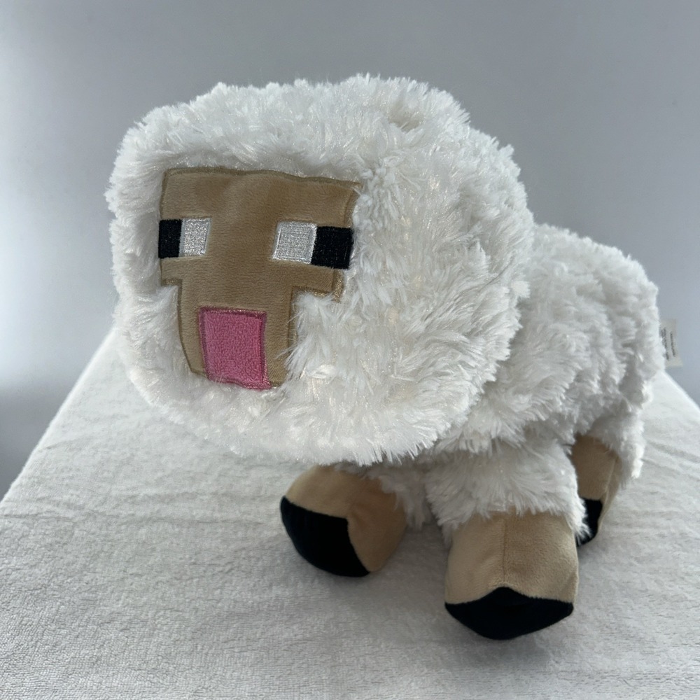 Large Minecraft Sheep Lamb Plush 15" Pillow Stuffed Animal Plushie Soft White